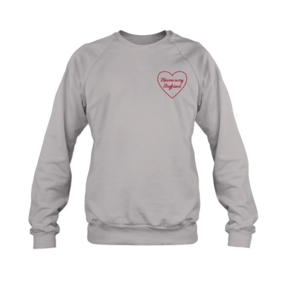 Taylor Swift - Karma is a My Boyfriend Cat Sweatshirt glitter heart gray‎ - Picture 1 of 3